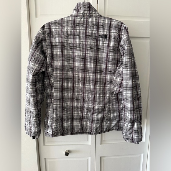 The North Face Plaid Lightweight Puffer Jacket L Black White Packable Coat - Picture 8 of 12